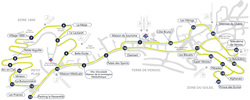 Plan du circuit été - 2 Alpes
