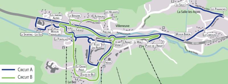 plan navettes village de La Salle les Alpes